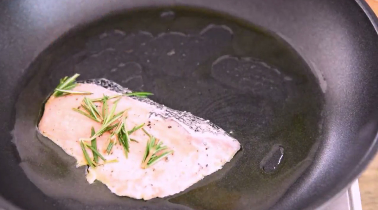 salmon in a pan